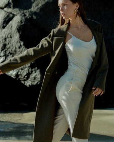 PETITE FEMME - WOOL CASHMEARE BELTED LONG COAT - CHOCOLATE